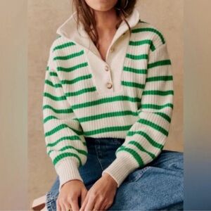 Sezane Kyam Jumper Ecru / Green - Size XL